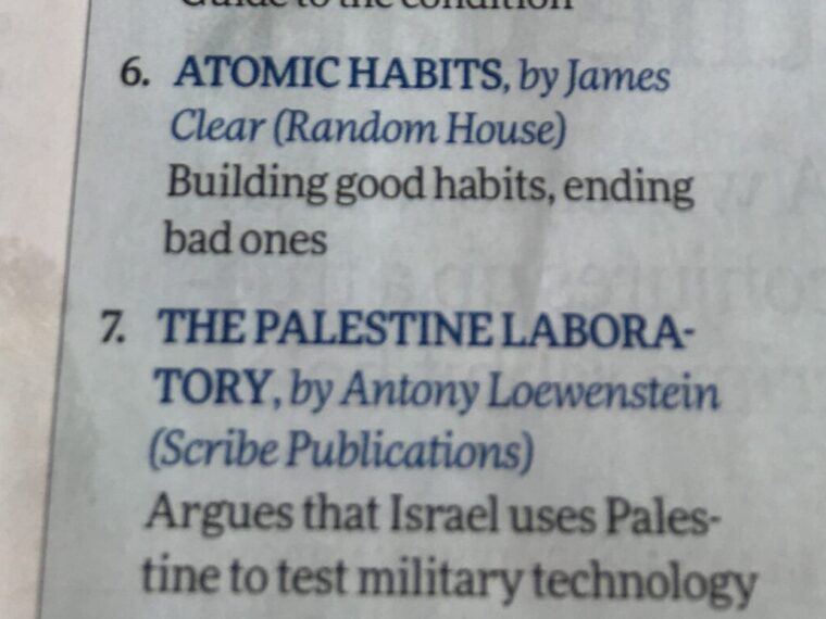 The Palestine Laboratory hits the New Zealand best-seller list