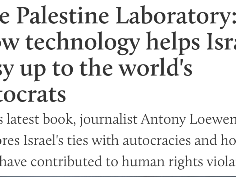Middle East Eye strongly reviews The Palestine Laboratory