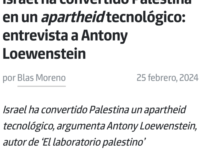 El Orden Mundial interview on the Palestine lab