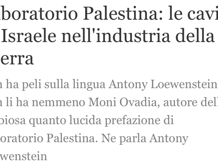 Italy’s Globalist on the Palestine lab
