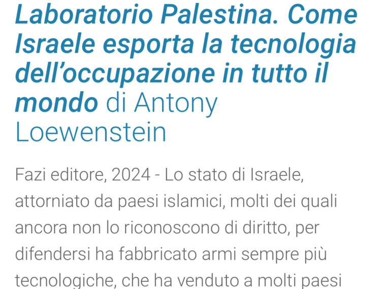 Italy’s Sololibri outlet reviews the Palestine lab