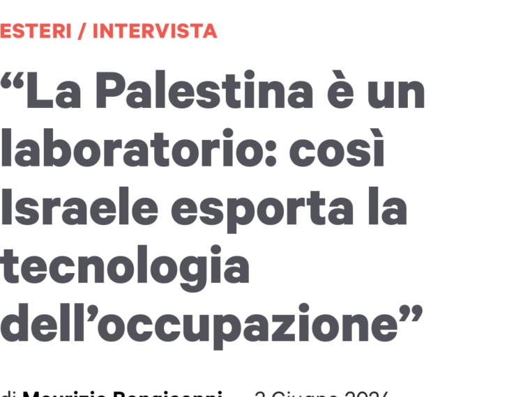 Italy’s Altra Economia interview on the Palestine laboratory