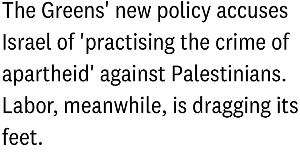 The Australian Greens strengthens its policy on Israel/Palestine
