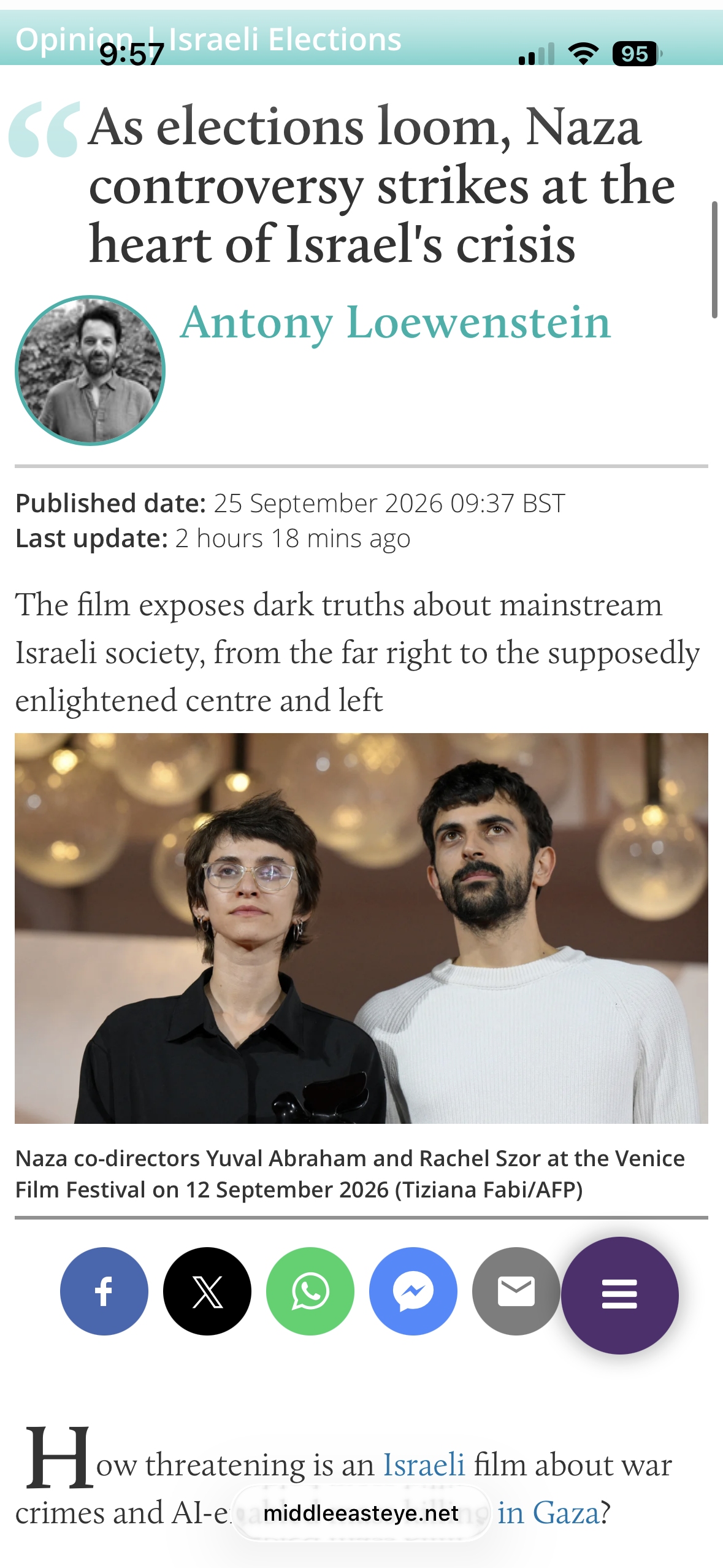 Israeli reaction to Naza film speaks to a damaged nation