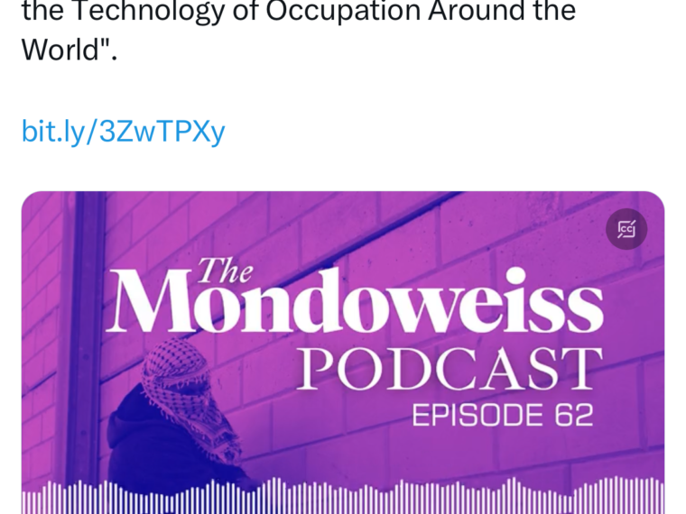 Mondoweiss interview on the Palestine laboratory
